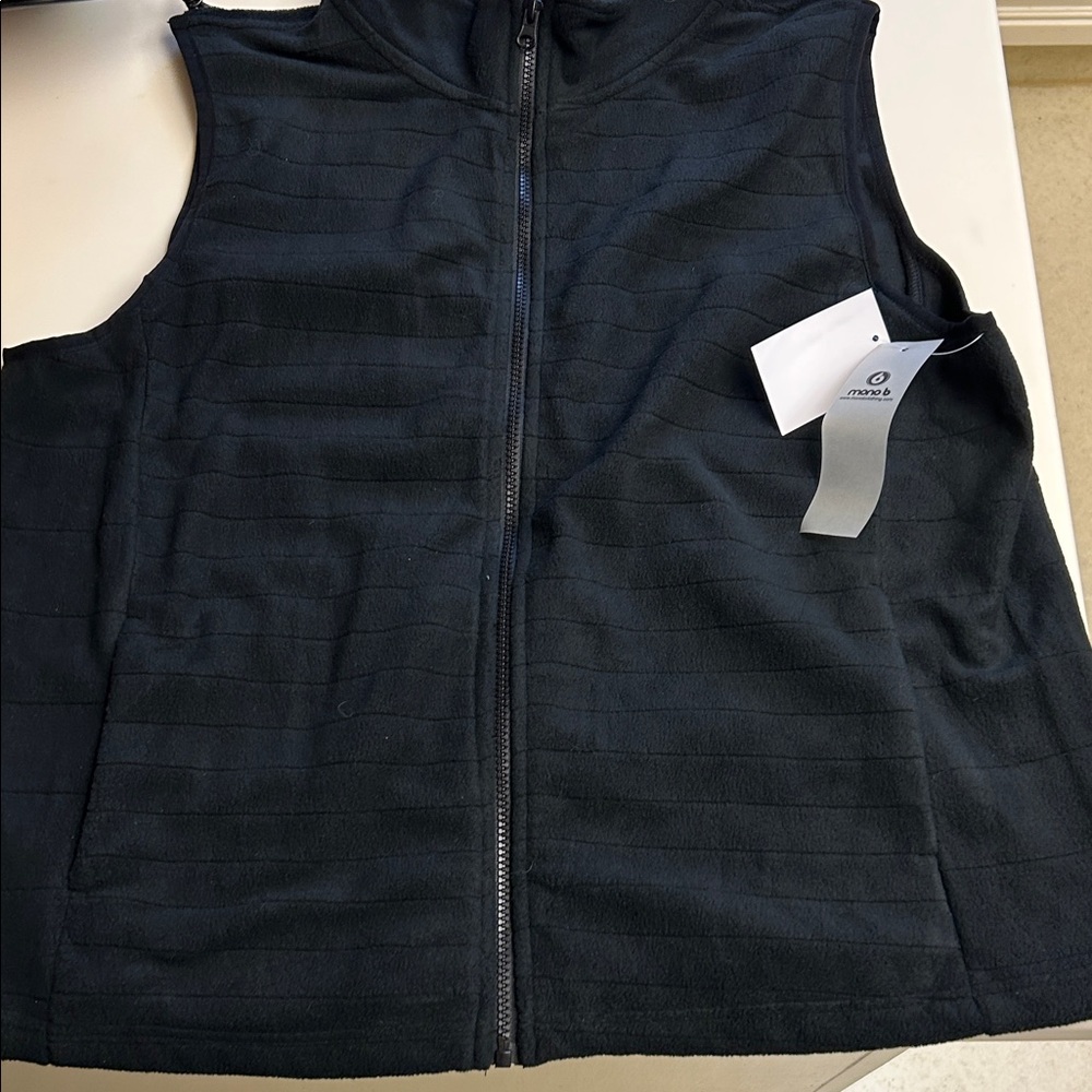 Mono B Black Fleece Zip-Up Vest 2X